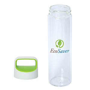 WB8480
	-600 ML. (20 FL. OZ.) GLASS WATER BOTTLE
	-Lime Green/White lid/Glass bottle